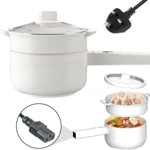 EOGILY 2L Electric Hot Pot with Steamer & Temperature Control-Non-Stick Electric Cooker