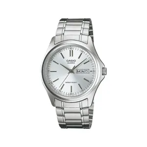 silver chain with black dial