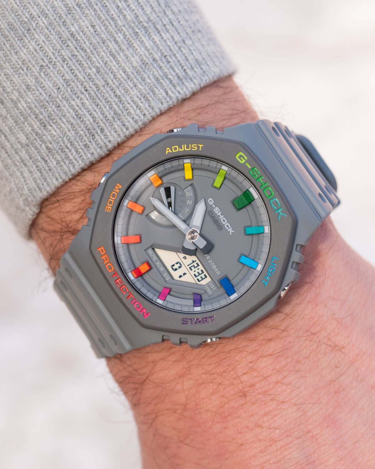 grey with multicolor dial