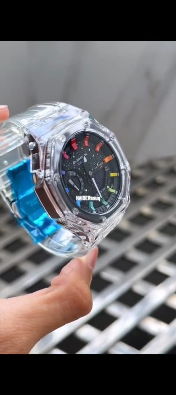 White Strap  Black dial with multicolor