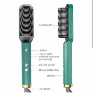 Professional Electric Hair Straightener Brush Heated Comb Straight & Curly Styling Tool